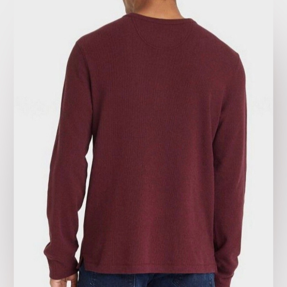 L.L. Bean Red Button Up Cotton Thermal Henley Size L Regular